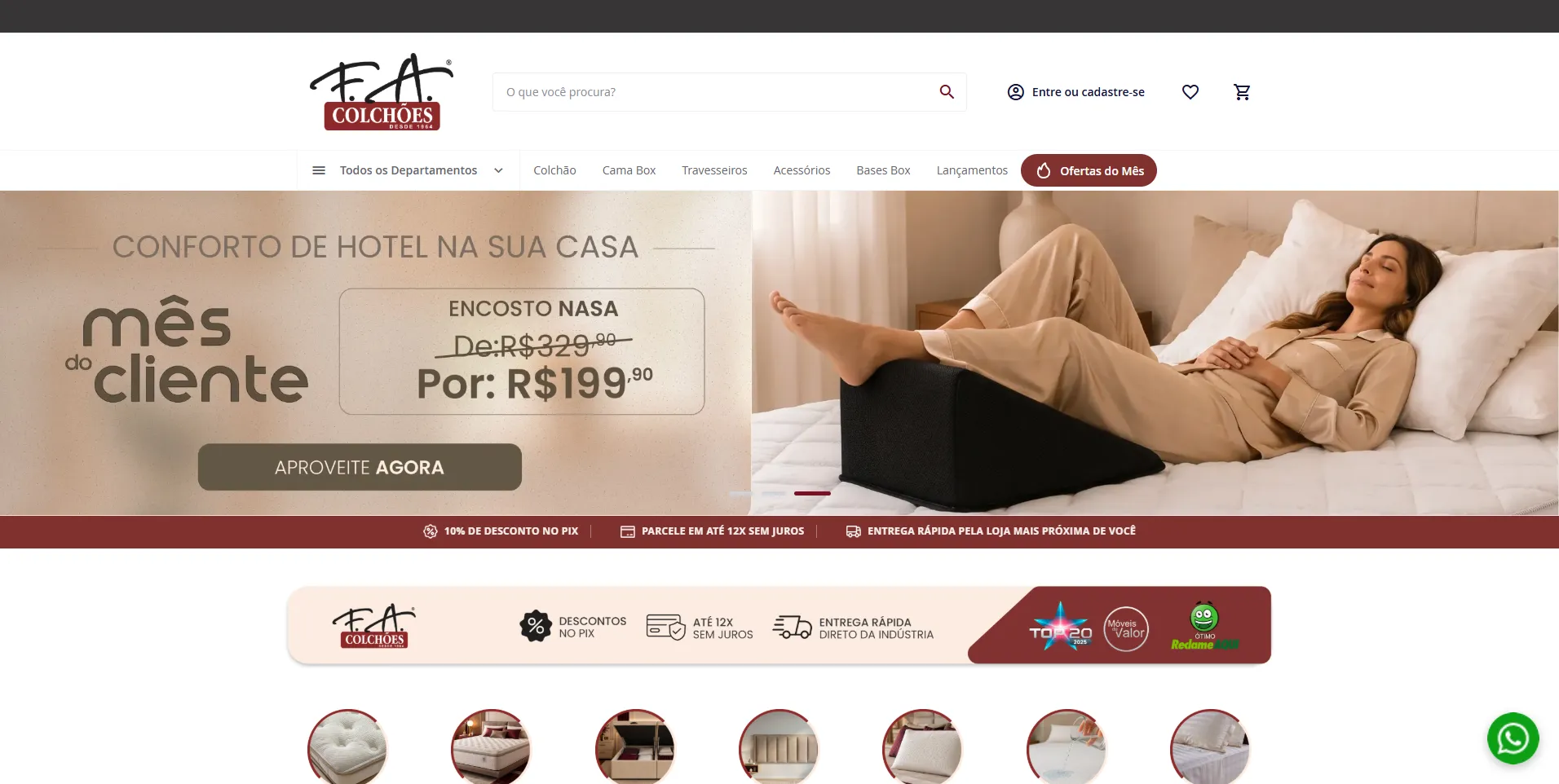 Home da loja da F.A Colchões